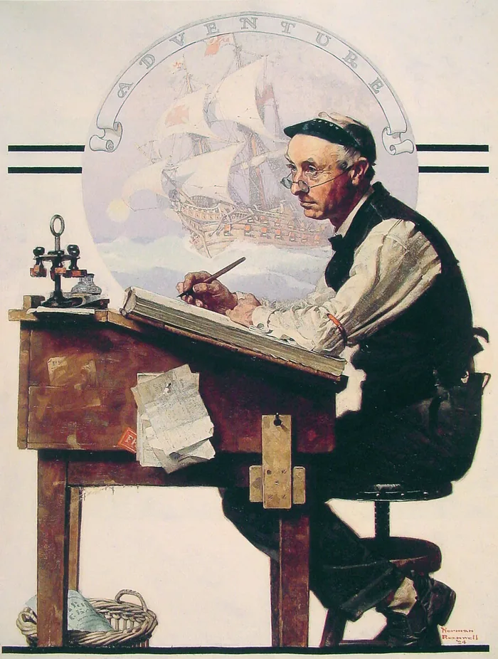 Daydreaming Bookkeeper by Norman Rockwell